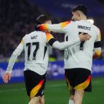Wirtz e Havertz comemorando gol da Seleção da Alemanha contra a França