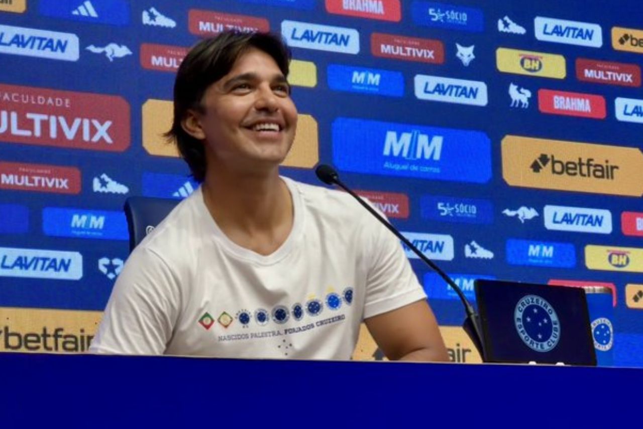 Atacante Marcelo Moreno durante coletiva no Cruzeiro