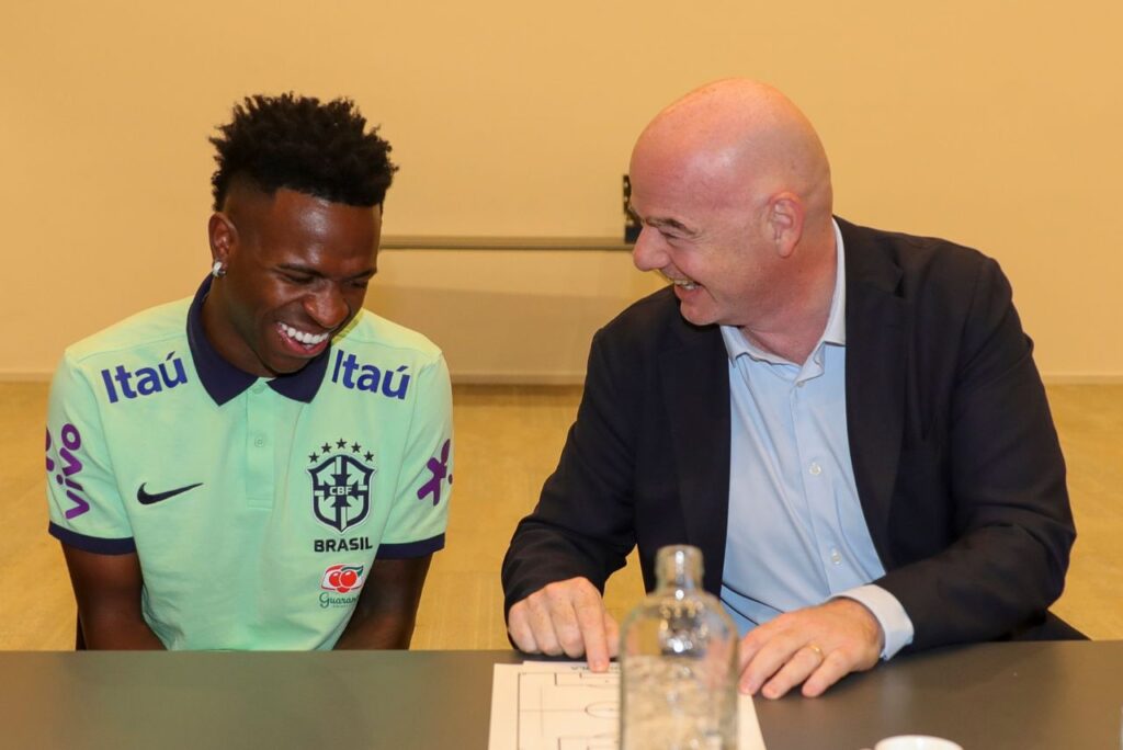 Infantino pregou união para acabar com o racismo e citou sofrimento de Vini Jr (Foto: Joilson Marconne/CBF)