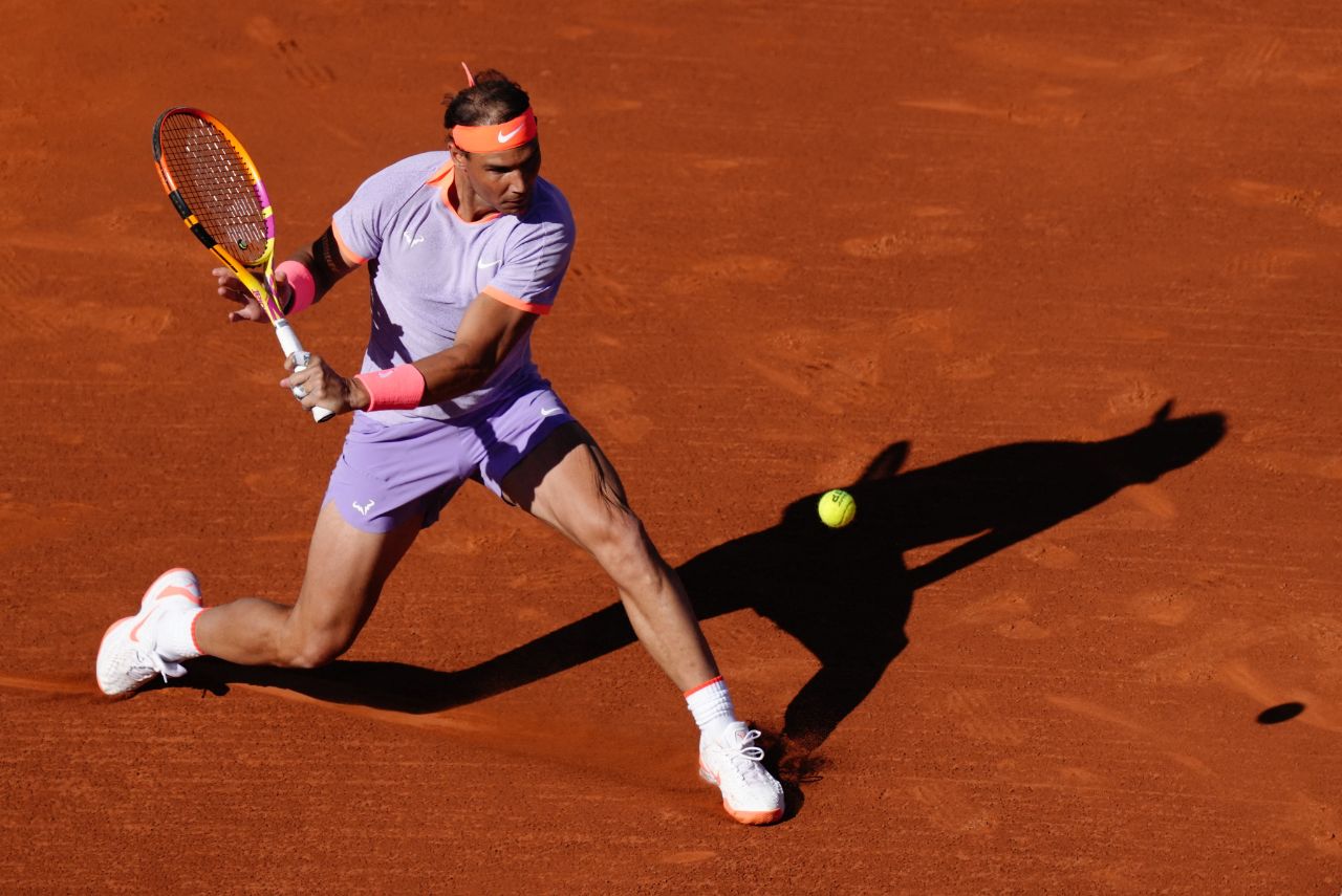 Tenista Rafael Nadal em jogo do ATP 500 de Barcelona 2024
