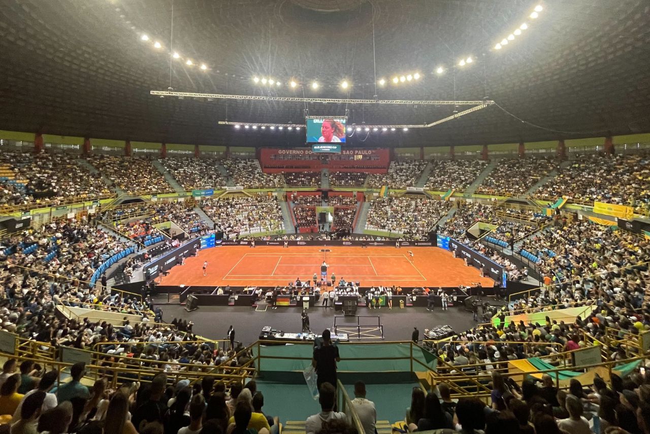 Ginásio do Ibirapuera em jogo da BJK Cup 2024