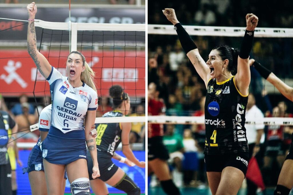 Recorte com Thaísa Daher e Claudinha Bueno de Gerdau Minas Tênis Clube e Praia Clube, finalistas da Superliga de Vôlei