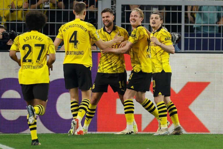 <p>Vitória do Borussia sobre o PSG garantiu quinta vaga da Alemanha na próxima Champions (Foto: Odd Andersen/AFP)</p>
