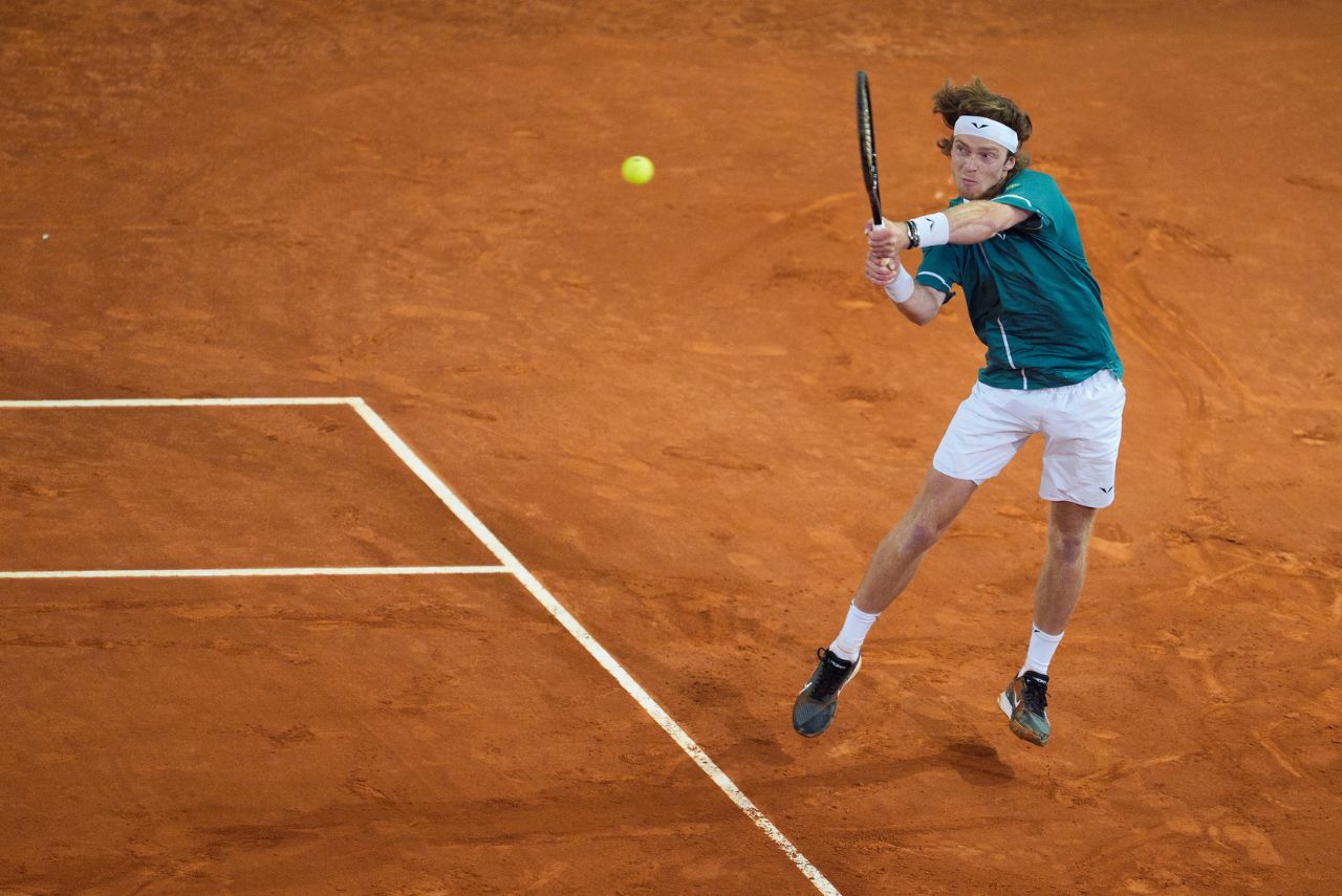 Tenista Andrey Rublev na final do ATP 1000 de Madrid 2024