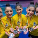 O Brasil conquistou sua melhor posição em mundiais de ginástica ritímica. Foto: Reprodução/X