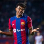 Yamal marcou o primeiro gol do Barcelona no jogo. Foto: Reprodução/X