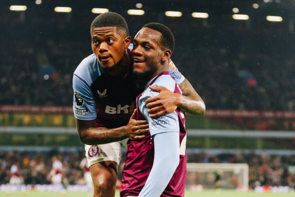 John Durán comemora gol pelo Aston Villa contra o Liverpool na Premier League 2023/24