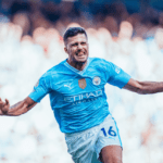 Rodri comemora gol pelo Manchester City em 2023/24