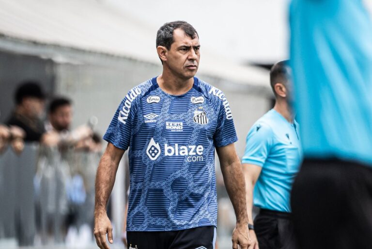 <p>Fábio Carille durante vitória do Santos. Foto: Reprodução/SFC</p>
