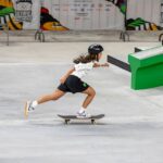 Skatista Rayssa Leal em jogo do Pré-Olímpico de Skate na China em 2024