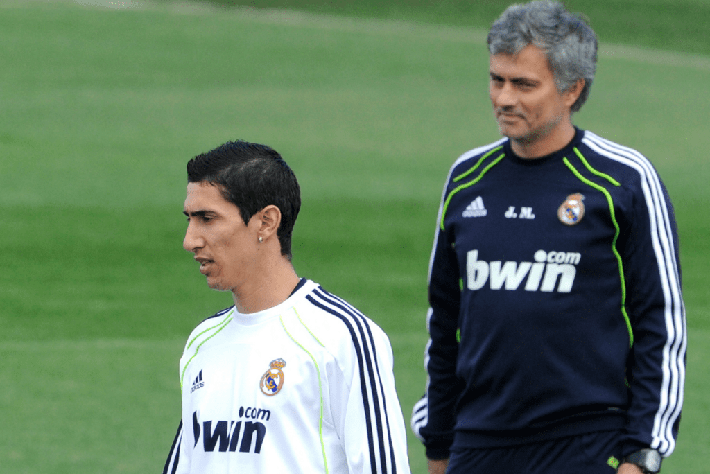 Alvos do Besiktas, Di María e Mourinho estiveram juntos no Real Madrid (Foto: Dominique Faget/AFP)