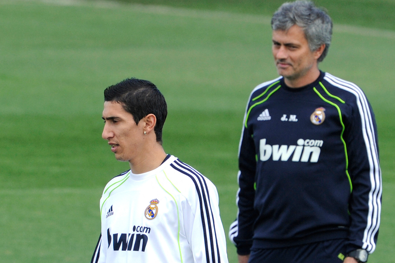 Alvos do Besiktas, Di María e Mourinho estiveram juntos no Real Madrid (Foto: Dominique Faget/AFP)