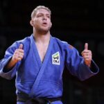 Judoca Rafael Buzacarini em luta do Mundial de Judô 2024