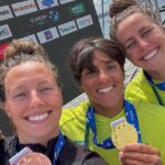 Lonie Beck, Ana Marcela Cunha e Viviane Jungblut com medalhas de etapa da Copa do Mundo de Maratona Aquática m 2024
