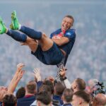 Mbappé durante festa do título