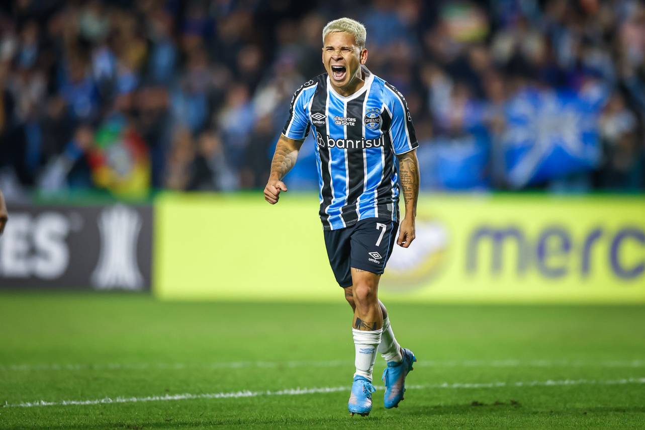 Soteldo marcou o primeiro gol do jogo contra o The Strongest. Foto: Lucas Uebel/Grêmio