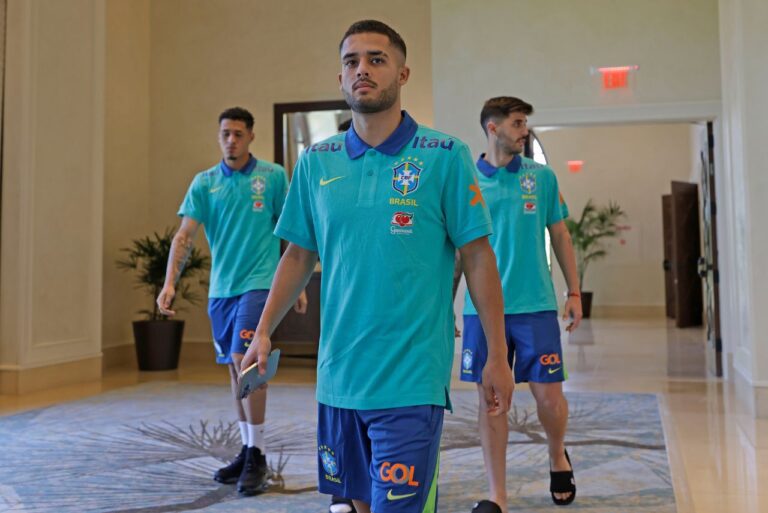 <p>Jogadores da Seleção Brasileira se apresentaram nos EUA (Foto: Rafael Ribeiro/CBF)</p>
