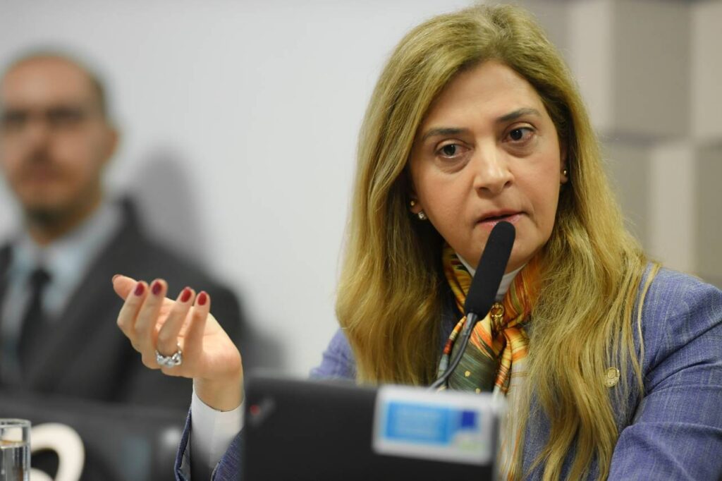 Leila Pereira durante a sua participação na CPI nesta quarta-feira (5). Foto: Jefferson Rudy/Agência Senado