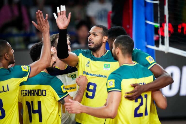 <p>O Brasil pode terminar a próxima rodada da VNL no segundo lugar. Foto: Reprodução/X</p>
