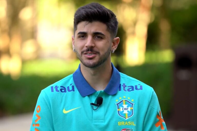 <p>Zagueiro Lucas Beraldo em entrevista pela Seleção. Foto: Reprodução/CBF TV</p>
