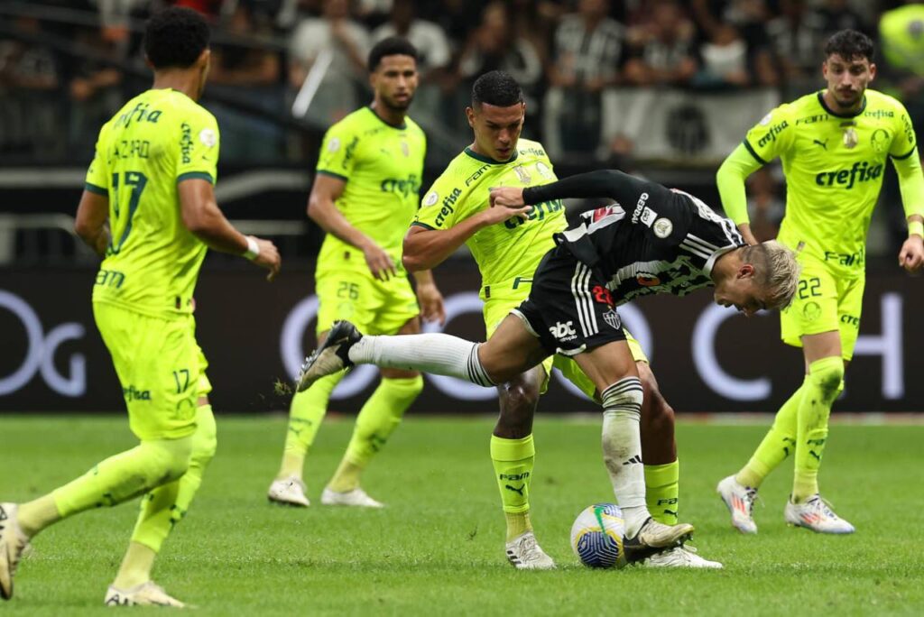O time palmeirense goleou o Galo, mesmo jogando fora de casa. Foto: Cesar Greco Palmeiras