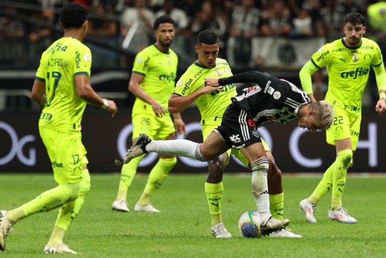 <p>O time palmeirense goleou o Galo, mesmo jogando fora de casa. Foto: Cesar Greco Palmeiras</p>
