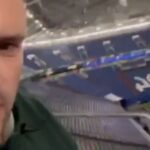Torcedor da Inglaterra teria dormido durante partida contra a Sérvia (Foto: Reprodução)
