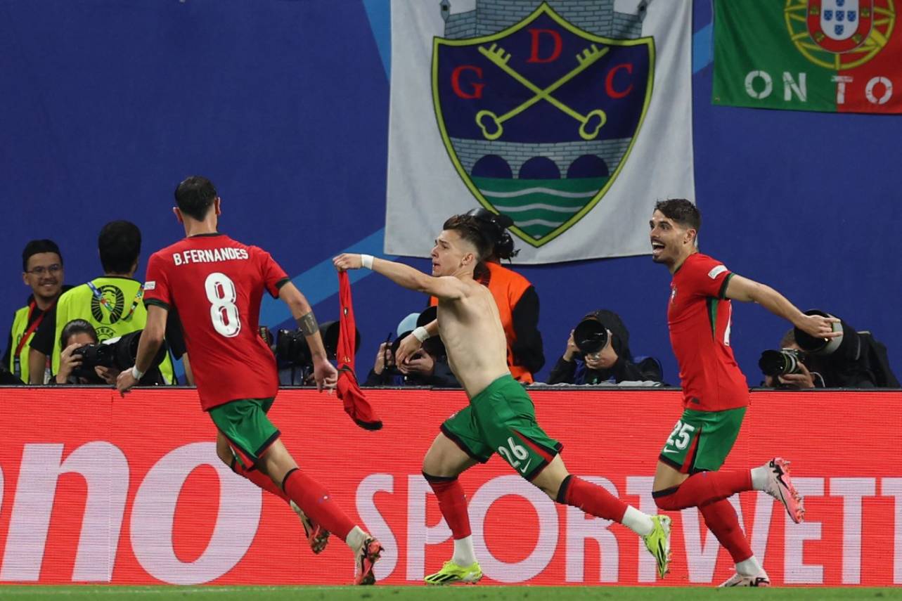 Felipe Conceição marcou o gol da vitória de Portugal. Foto: ADRIAN DENNIS/AFP