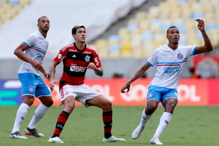 <p>Pela Série A, Flamengo x Bahia terá transmissão do Premiere.  (Foto: Felipe Oliveira/EC Bahia)</p>
