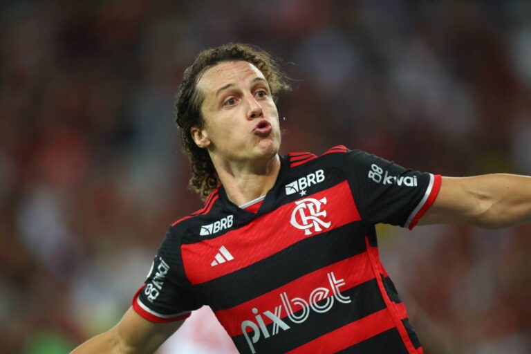 <p>David Luiz foi o herói da vitória do Flamengo. Foto: GILVAN DE SOUZA / CRF</p>
