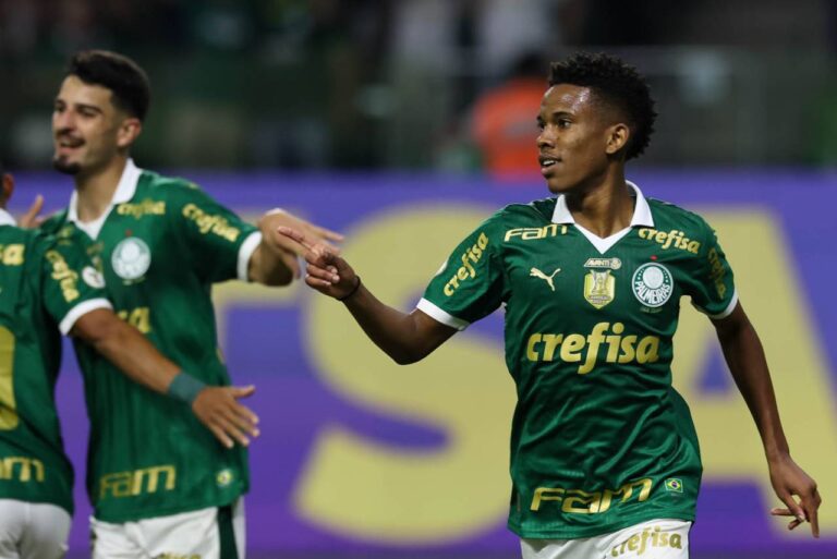 <p>O jovem Estevão brilhou mais uma vez na partida. Foto: Cesar Greco/Palmeiras</p>
