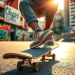 Skatista realizando manobra radical no Super Crown em São Paulo.