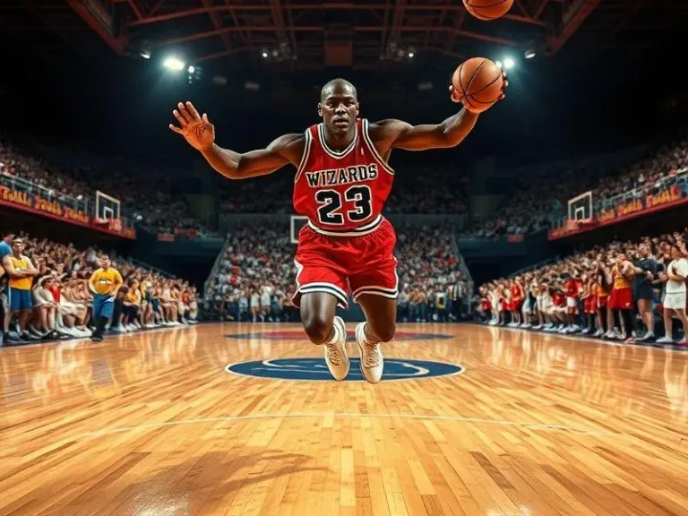 <p>Michael Jordan demonstra sua paixão contra o Chicago Bulls, vestindo a camisa do Washington Wizards.</p>
