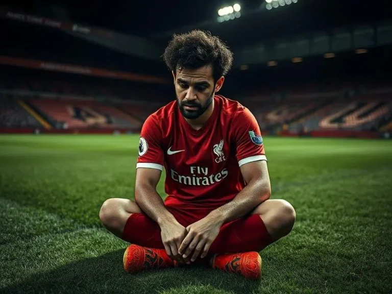 <p>Mohamed Salah demonstra frustração após um jogo difícil pelo Liverpool.</p>
