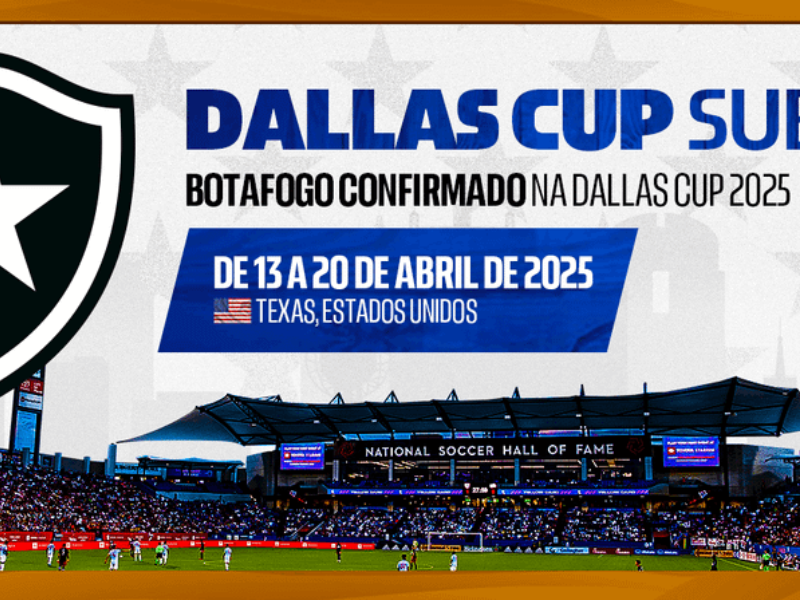 Jogador do Botafogo comemora gol com seus companheiros de equipe durante a Dallas Cup Sub-19.