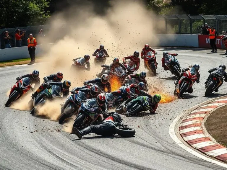 <p>Grave acidente suspende etapa em Oulton Park após colisão envolvendo 11 motos.</p>